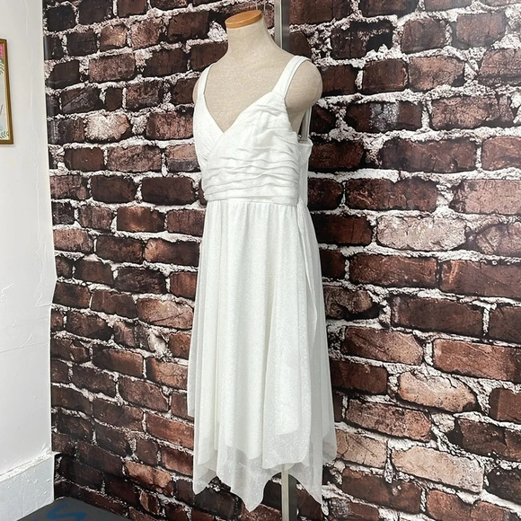 Jonathan Martin Dress Women's 16 White Sparkles Sleeveless V-Neck Boho - Picture 6 of 16